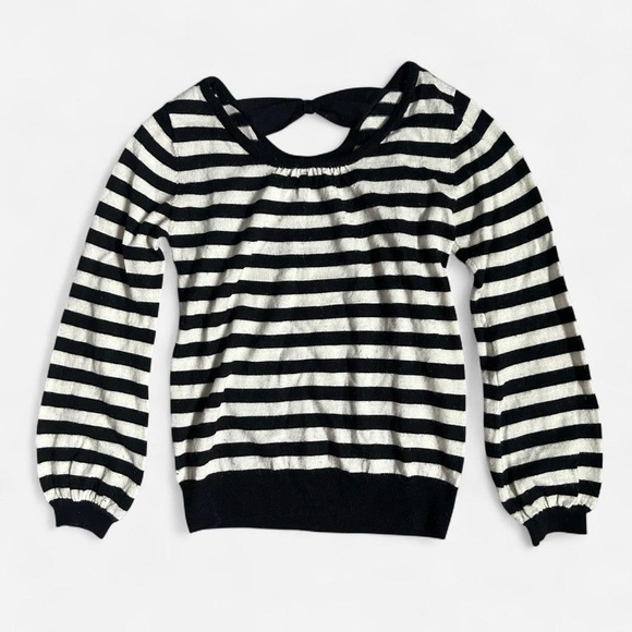 earthmusic&ecology Sweaters - Japanese brand striped black & white wool blend sweater